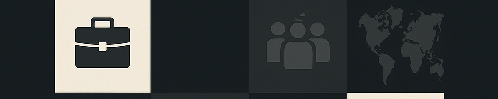 Geopolitics for Chief Human Resources Officers Icons representing a briefcase, people, and a world map.