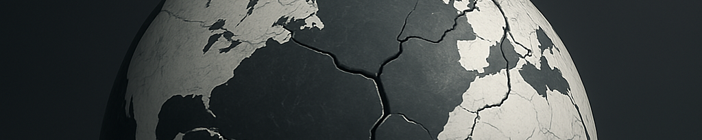 The Geopolitics of Trump's 100 Days A stylised globe with visible cracks, depicting a fractured Earth.